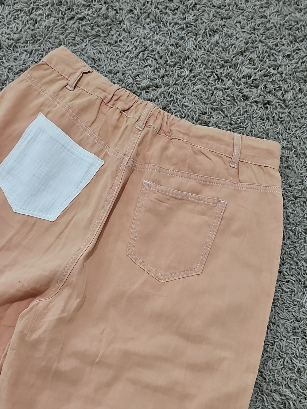 NWOT POL Peach and Cream Wide-Leg Colorblock Pants Large 100% Cotton - Picture 9 of 9